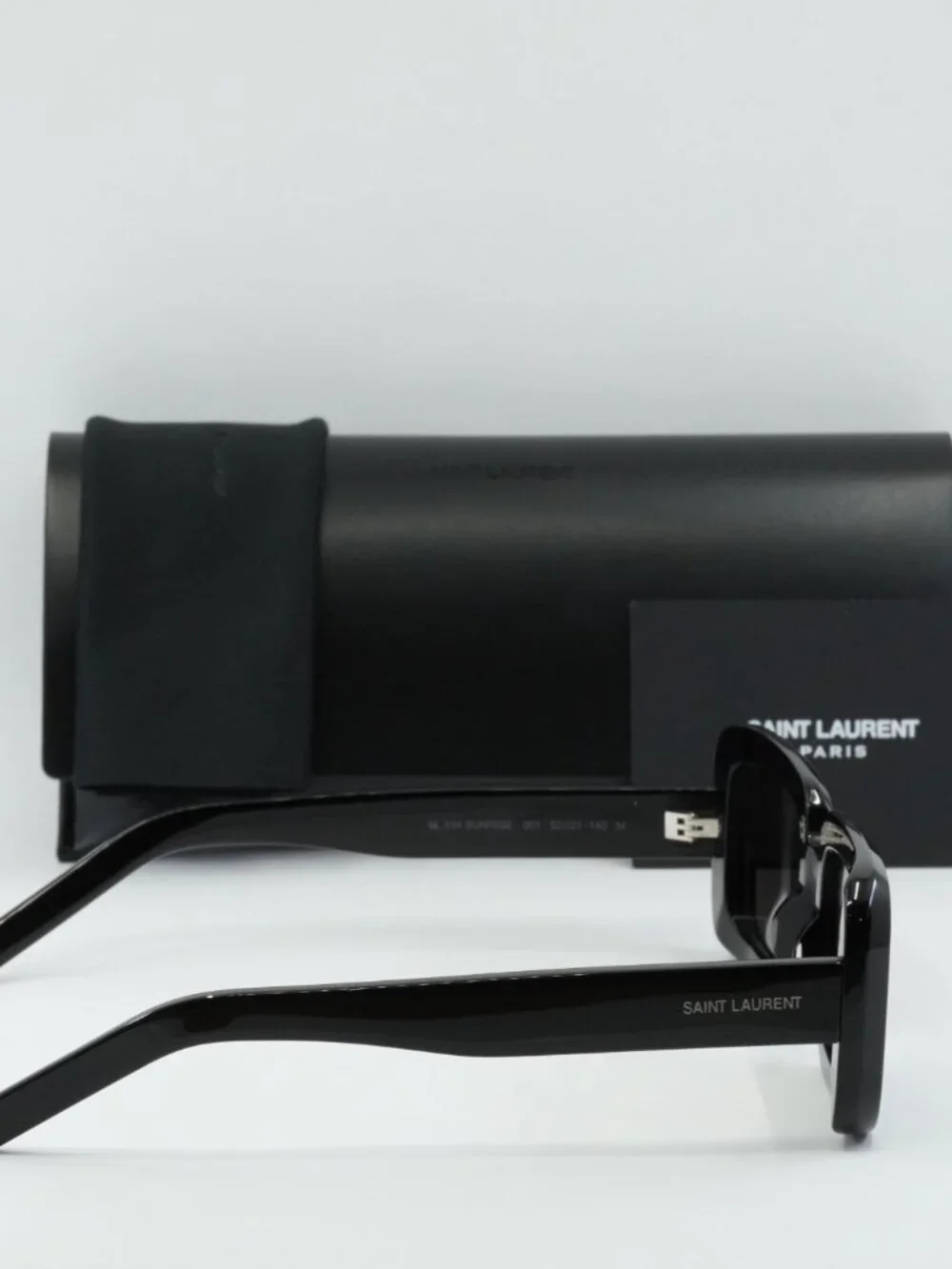 Saint Laurent SL534 SUNRISE 001 Rectangle Sunglasses - Shiny Black/Black